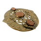 vintage brass metal shield medallion BROOCH dark orange goldstone jewelry pin