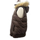 Old Navy Maternity brown puffer VEST faux fur hood size SMALL