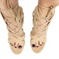 David's Bridal nude Faux Suede Lace-Up Sandals APARIS1 shoes block heels size 9