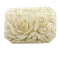 vintage cream carved celluloid flower BROOCH floral jewelry pin trombone clasp