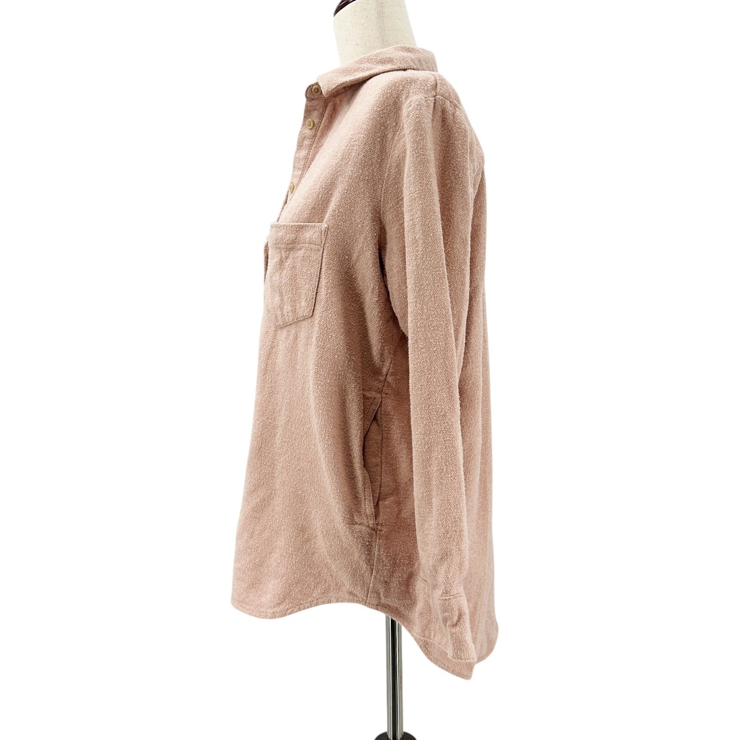 Madewell pink flannel button down Shirt Top Shacket pocket womens XS extra small