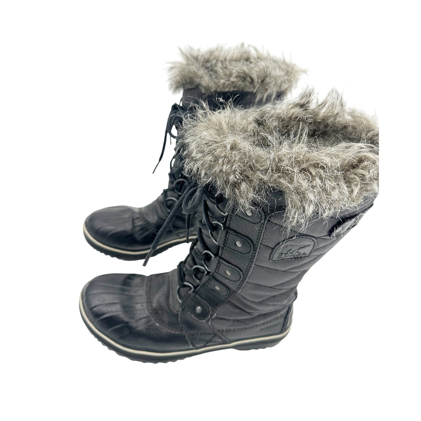 Sorel Tofino black Winter mid-calf Boots women's 7 waterproof faux fur