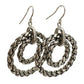 Ralph Lauren RLL silver metal Double Hoop Earrings woven braid rope texture