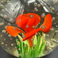 3" orange floral Paperweight | vintage art glass