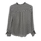 J.Crew black & white silk Button-Up Blouse womens 2 top XS geometric houndstooth