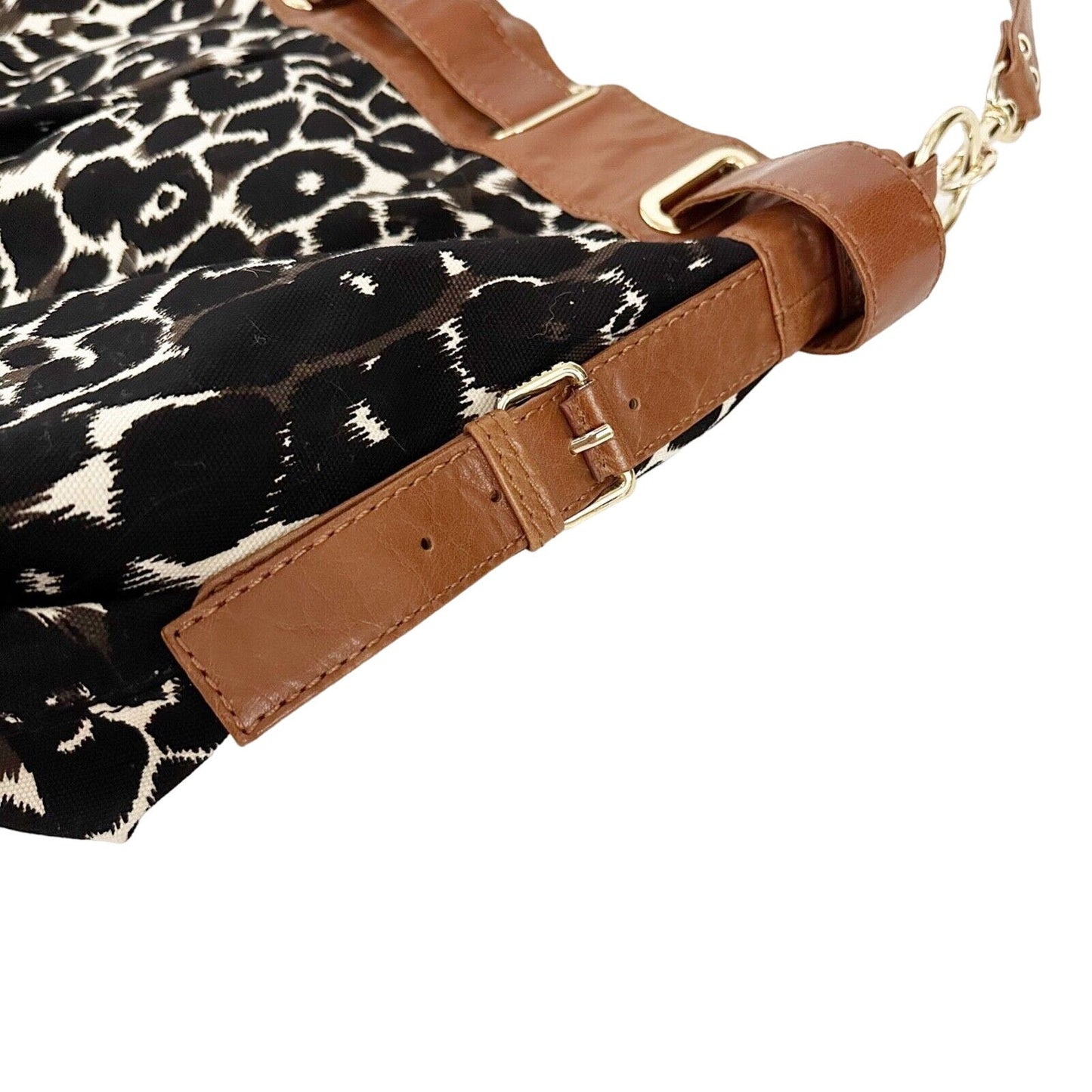 new Gianni Bini brown & black cheetah print canvas & leather handbag purse $189