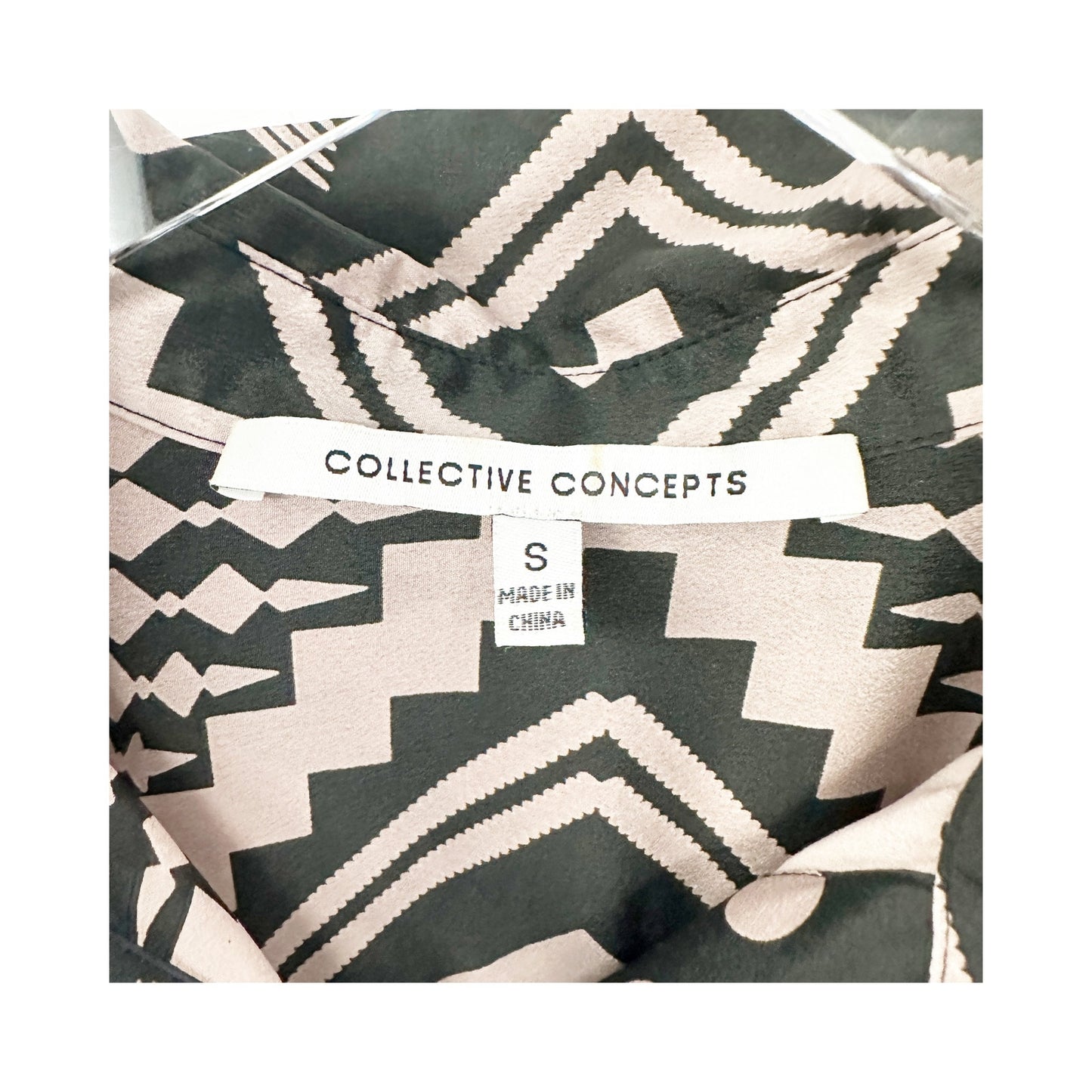 Collective Concepts black gray pink Shirt Dress geometric women's SMALL tie belt