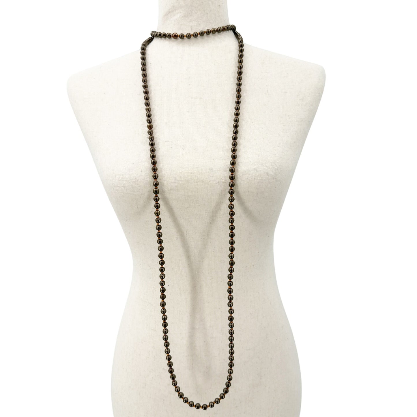 vintage long strand brown & orange beads Beaded Necklace costume jewelry