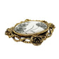 vintage black floral roses BROOCH gold white pendant jewelry pin