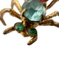 vintage antique gold metal Bug BROOCH insect jewelry pin pink blue rhinestones