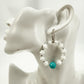 handmade white & turquoise blue loop beaded EARRINGS jewelry NEW vintage beads