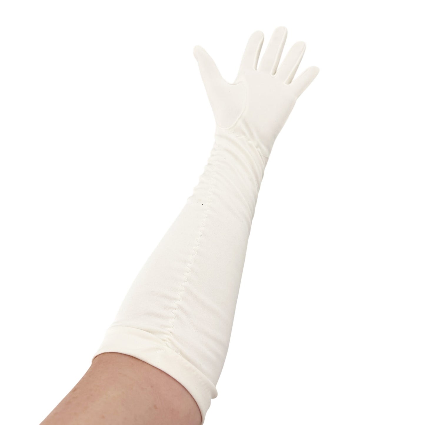 vintage white Ruched Dress Gloves women's SMALL elbow length formal evening