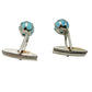 vintage silver & turquoise aqua blue sphere stone Cuff Links cufflinks jewelry