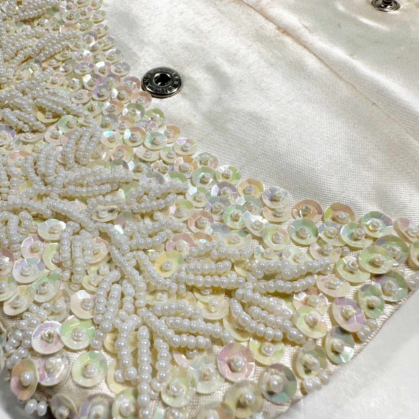 vintage white sequins beaded K. Gimbel small evening Clutch Bag purse Hong Kong