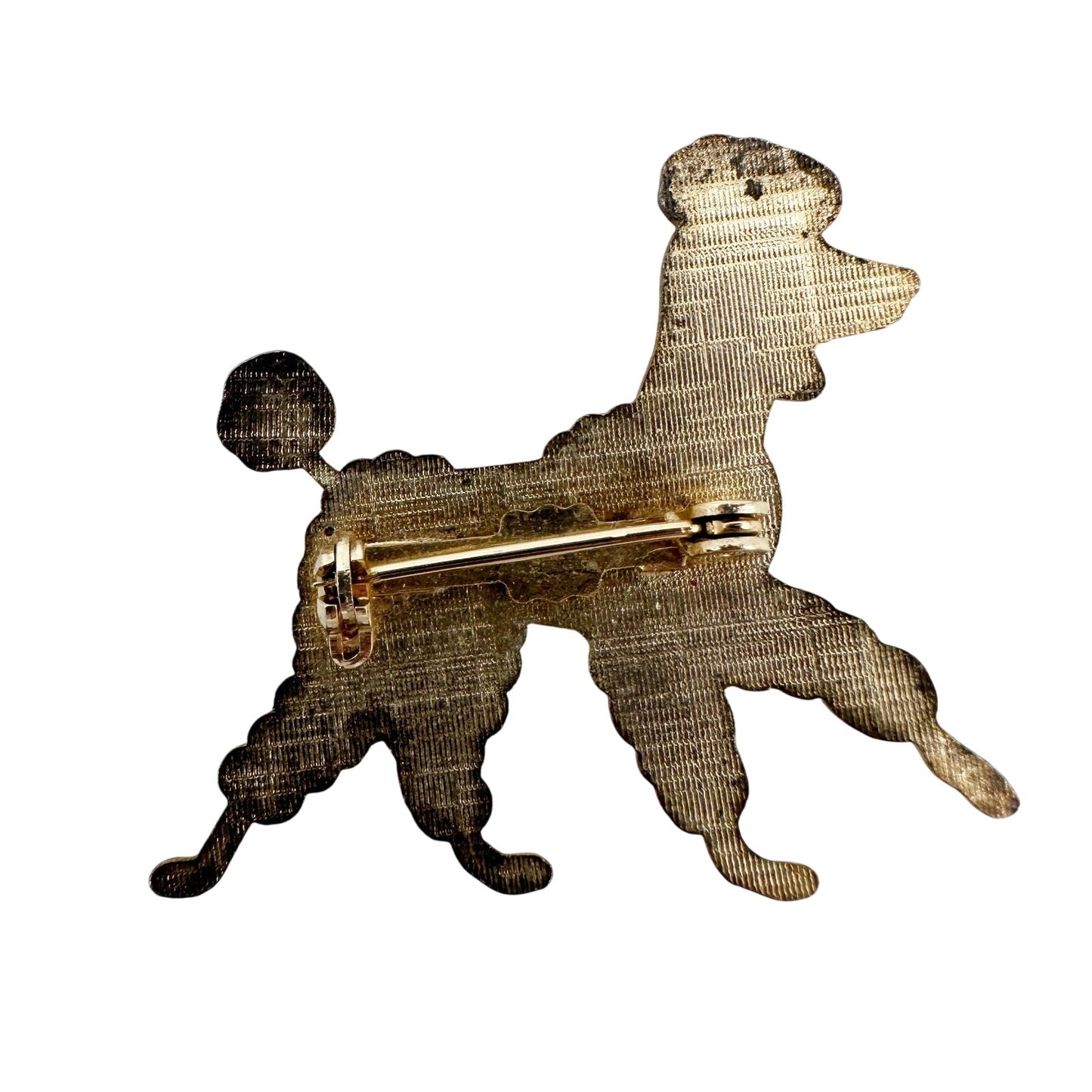 vintage yellow & gold metal poodle BROOCH jewelry pin
