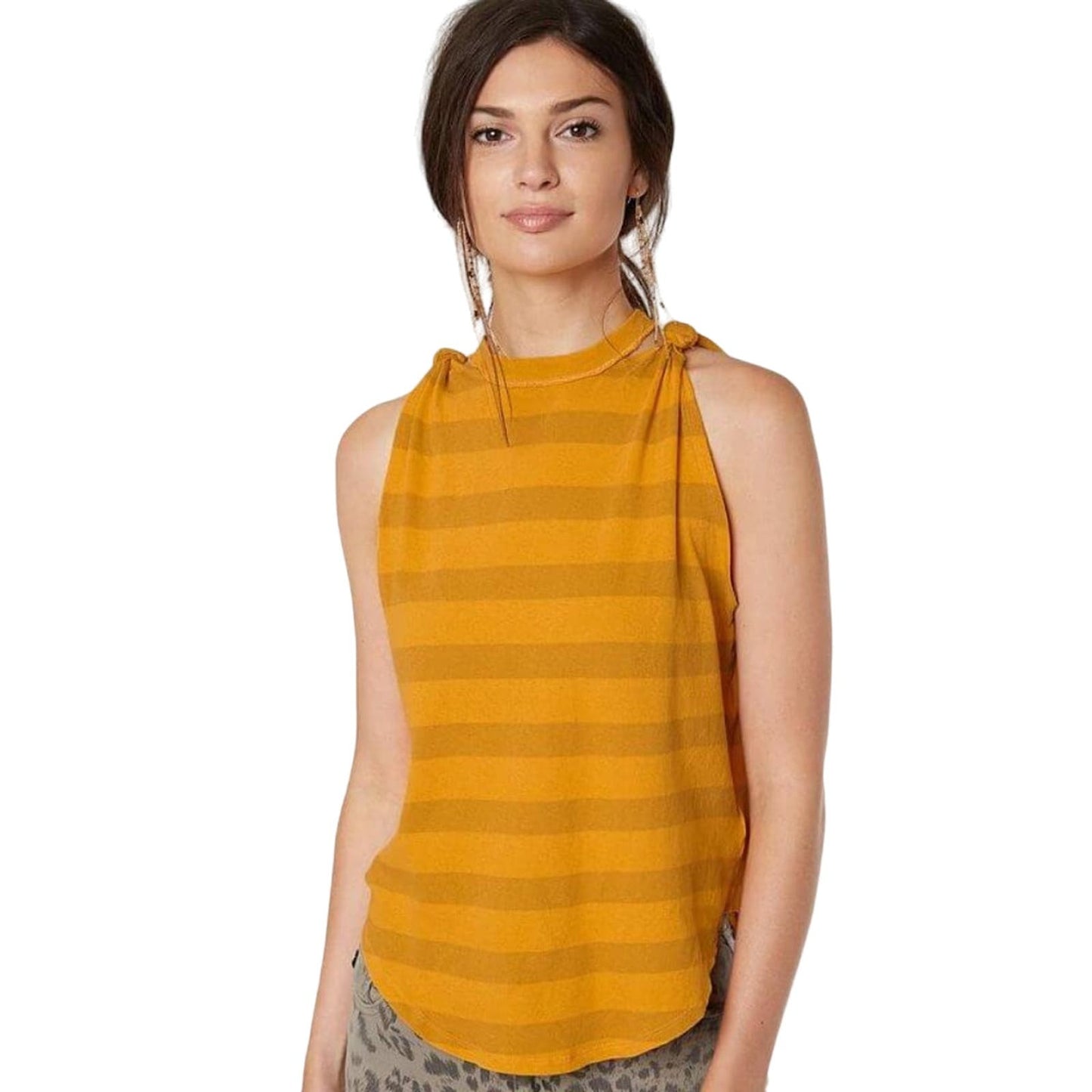 We the Free People mandarin orange The Twist striped Tank top XS shirt NEW $48
