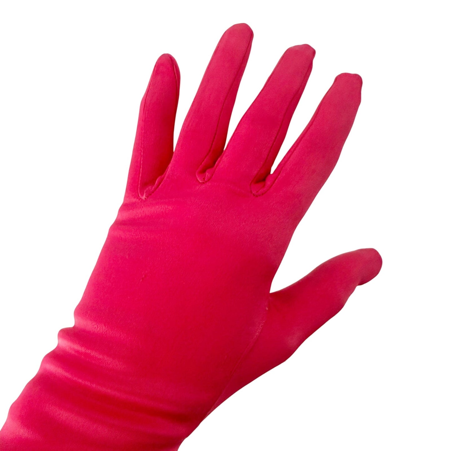 vintage pink satin Below Elbow Dress Gloves women's MEDIUM runs small