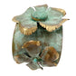 Verdigris Patina solid brass floral wide 2" Cuff Bracelet genuine stones jewelry
