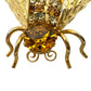 vintage gold Honey Bee bug BROOCH insect jewelry pin clear topaz rhinestones