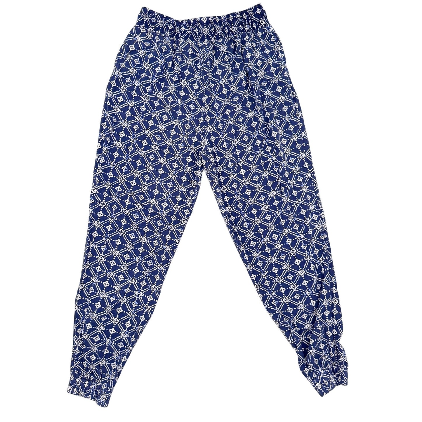 Forever 21 blue & white pattern loose Pants joggers juniors MEDIUM pockets