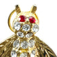 vintage rhinestones red & gold Bee Bug BROOCH small insect costume jewelry pin