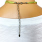 VCLM green rhinestone flower pendant 14" rope strand NECKLACE costume jewelry