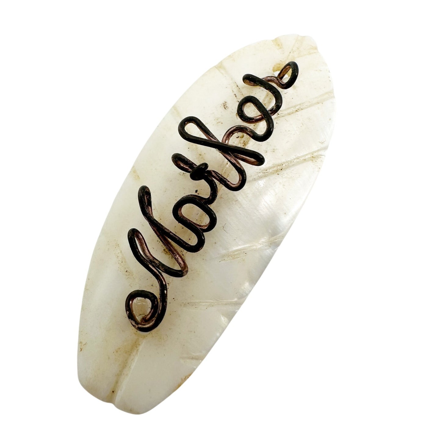 vintage "Mother" of Pearl script wire BROOCH jewelry pin