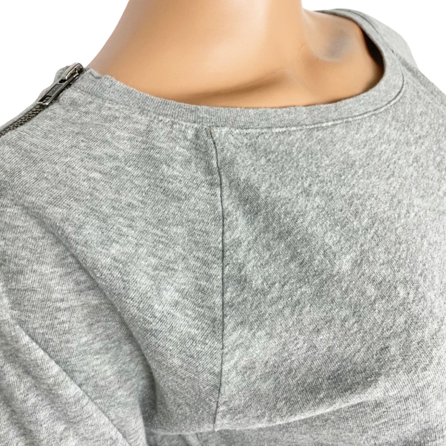LEITH gray sweatshirt long TOP size XS extra small shoulder side zipper details