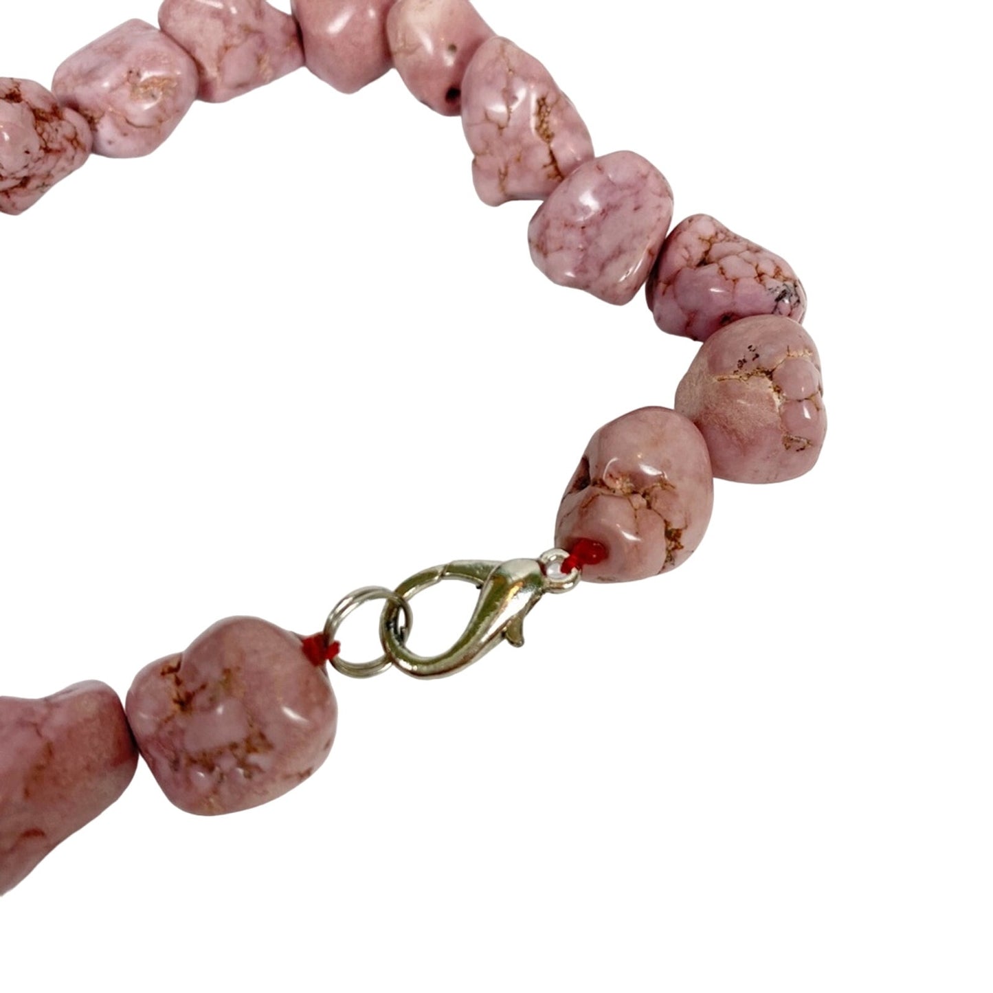 62" long strand of pink turquoise stones NECKLACE statement jewelry