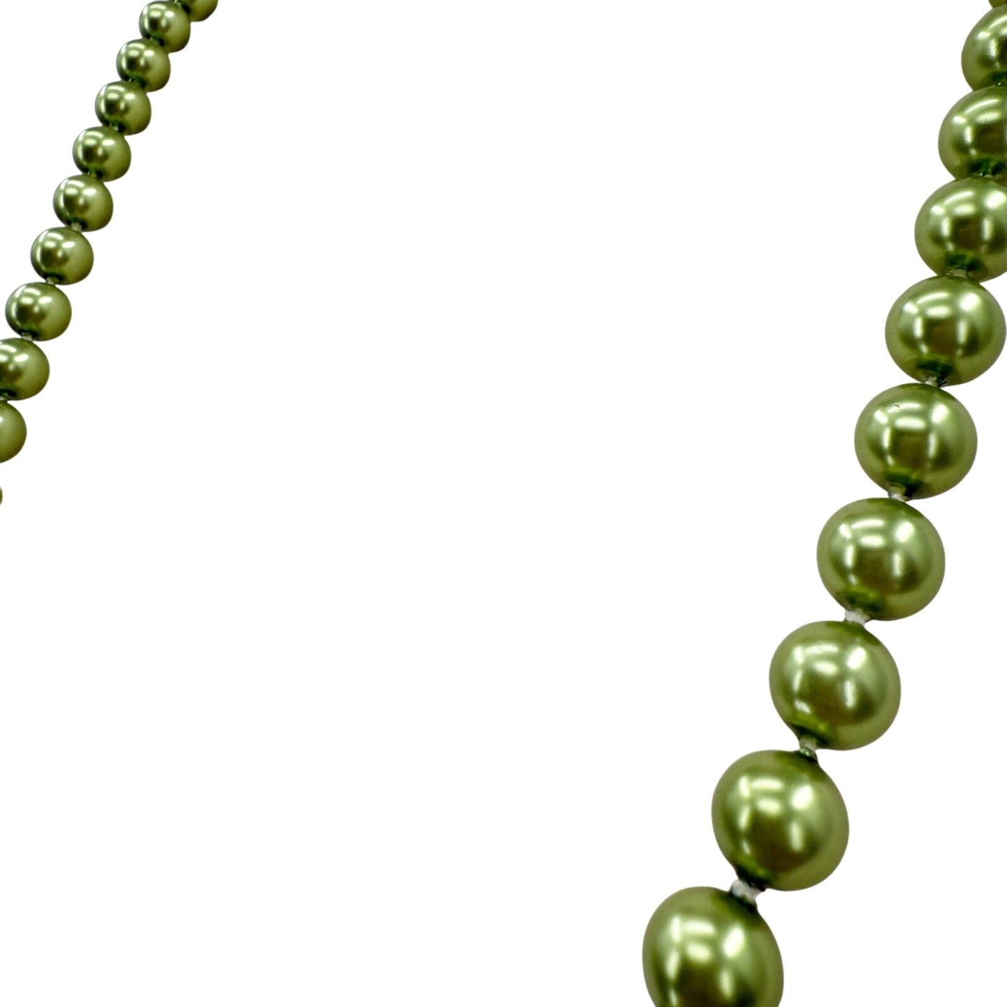 vintage strand of metallic lime green beads Beaded Necklace costume jewelry
