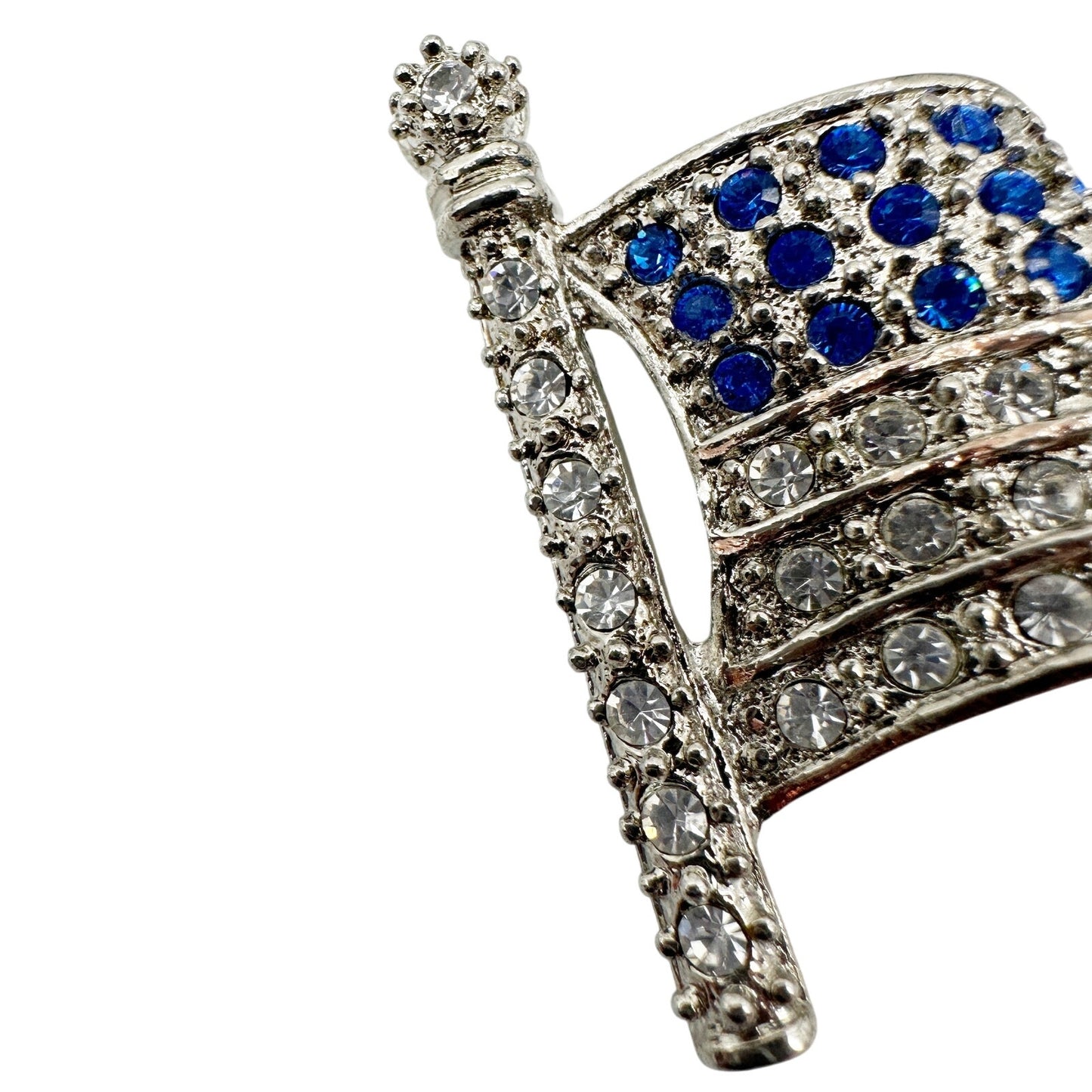 vintage American Flag blue & silver rhinestones BROOCH patriotic jewelry pin