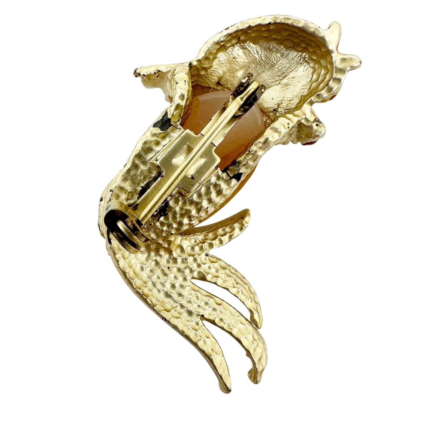 vintage gold & pink fish BROOCH fantail goldfish jewelry pin