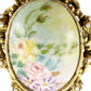 vintage gold painted flower cameo faux pearls BROOCH pendant floral jewelry pin