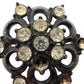 vintage black metal & clear rhinestones BROOCH jewelry pin