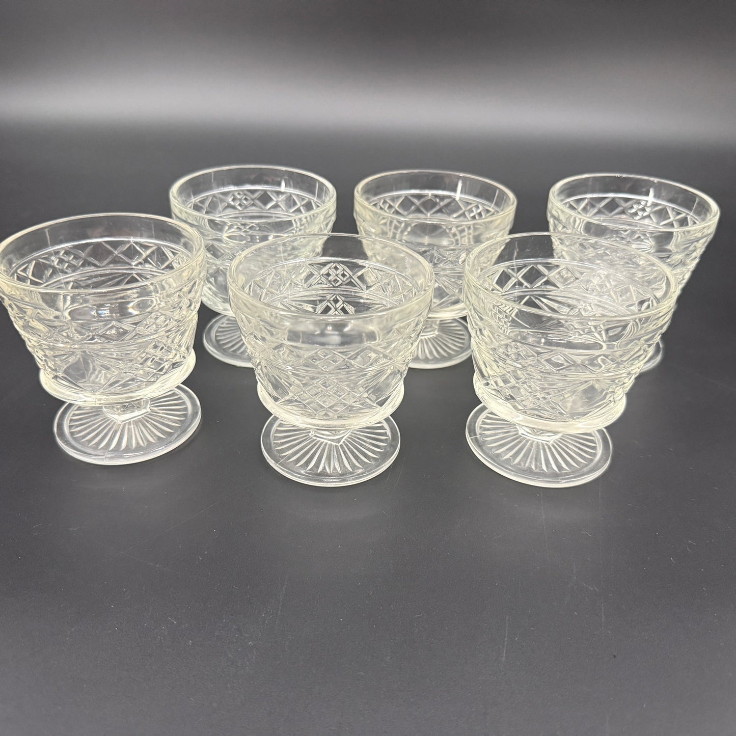 set / 6 vintage Hazel Atlas Big Top Peanut Butter glasses Champagne Tall Sherbet