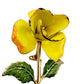 vintage enamel yellow metal flower BROOCH floral jewelry pin stem leaves