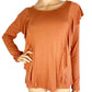 FRYE baked clay orange rust long sleeve Ruffle Knit Top women's S small new $88