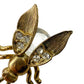 vintage antique gold tone Trembler Brooch flying insect jewelry pin rhinestones