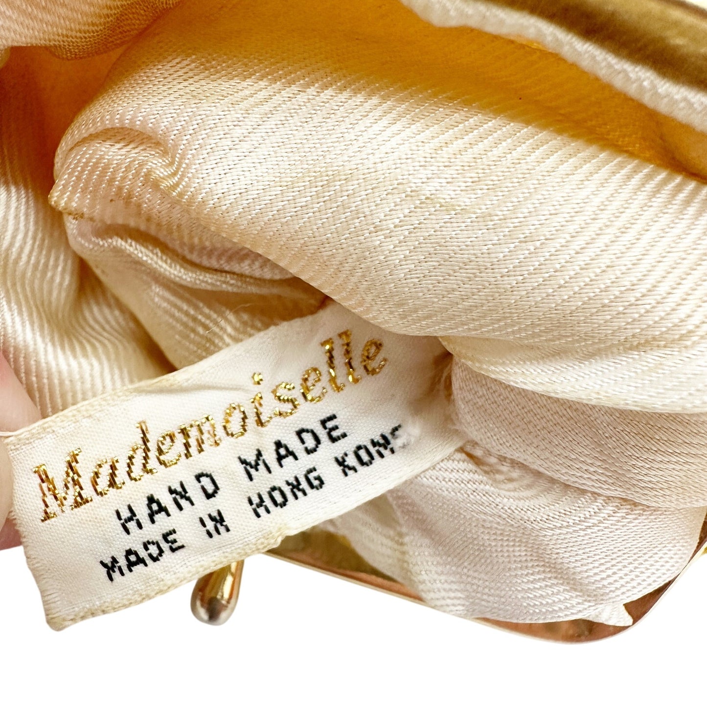 vintage Mademoiselle white beaded Coin Purse change wallet handmade Hong Kong
