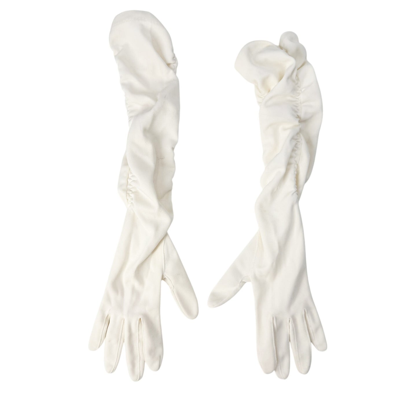 vintage white Ruched Dress Gloves women's SMALL elbow length formal evening