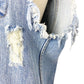 Lovers + Friends Ashton blue Denim Vest distressed women's S small color Solana
