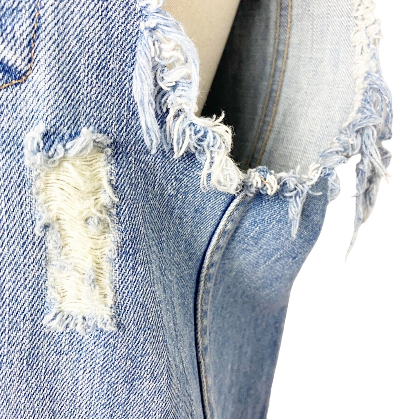 Lovers + Friends Ashton blue Denim Vest distressed women's S small color Solana
