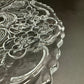 vintage 10.5" clear glass floral Cake Plate scalloped edge pressed glassware