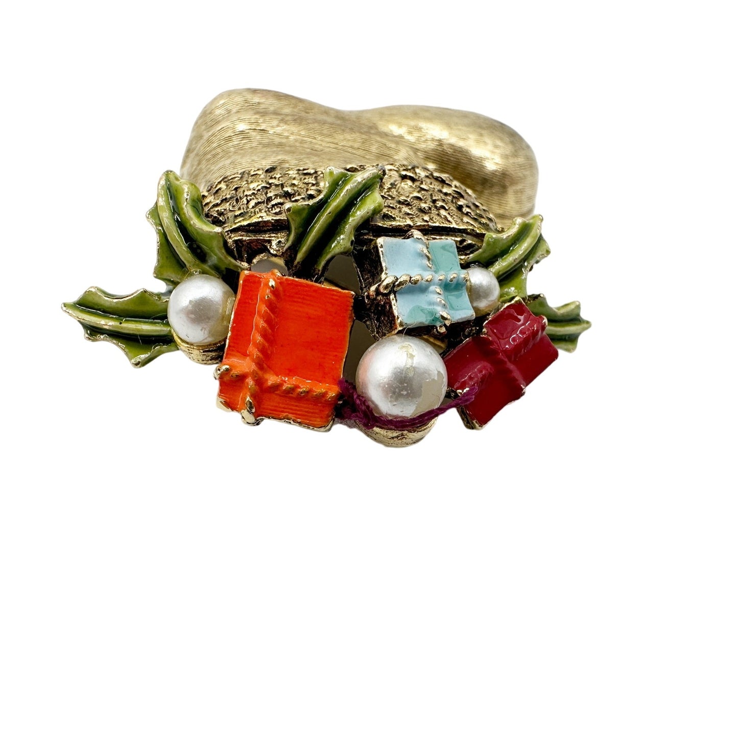 vintage Mode-Art gold Santa's Boot BROOCH gifts Christmas holidays jewelry pin