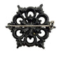 vintage black metal & clear rhinestones BROOCH jewelry pin