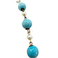 vintage gold chain Necklace faux pearls turquoise blue beads costume jewelry