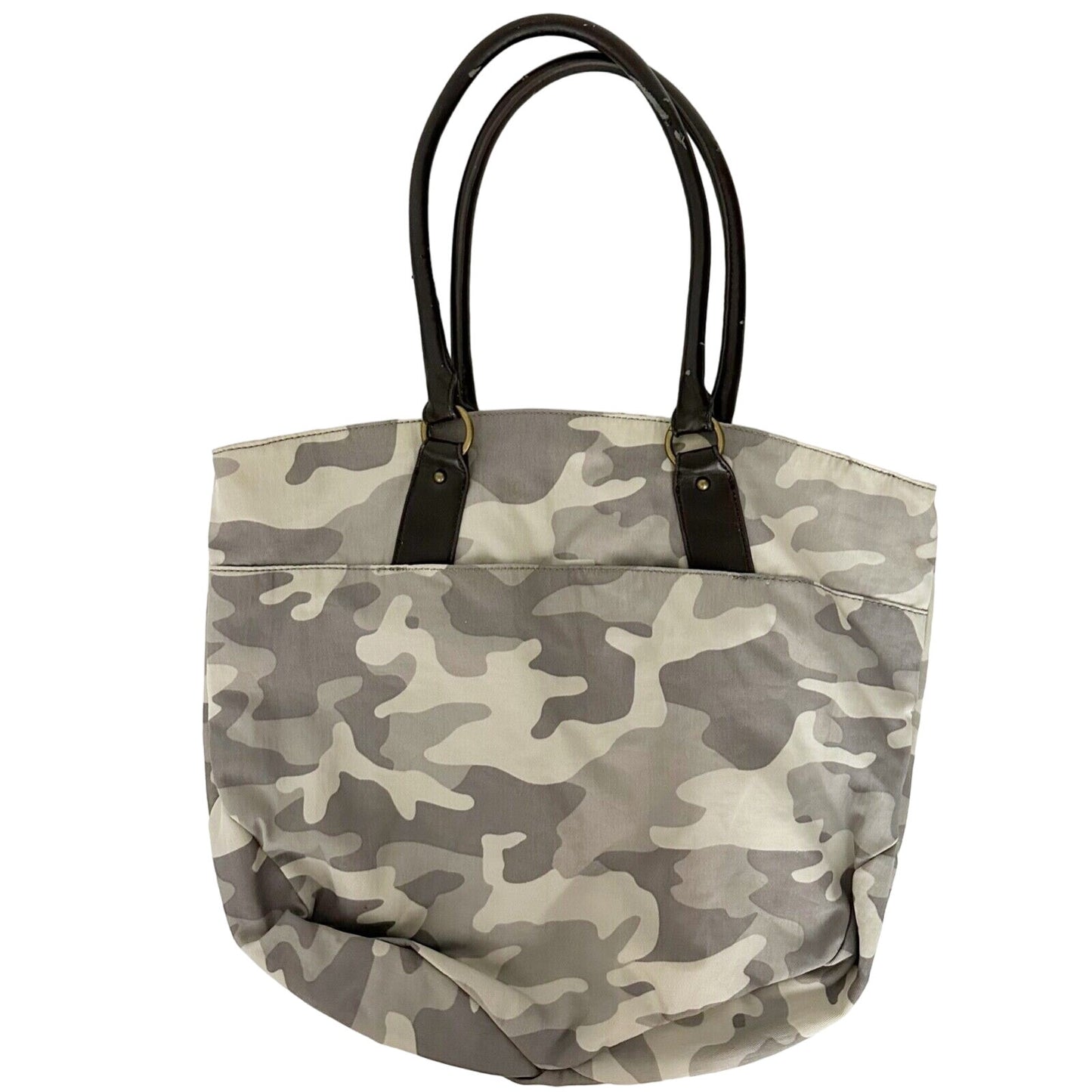 Banana Republic gray camouflage HANDBAG bag top handle purse faux leather camo