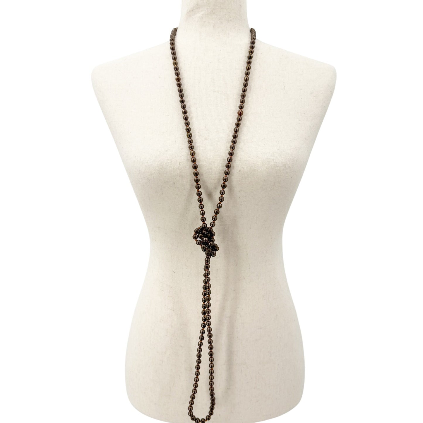 vintage long strand brown & orange beads Beaded Necklace costume jewelry