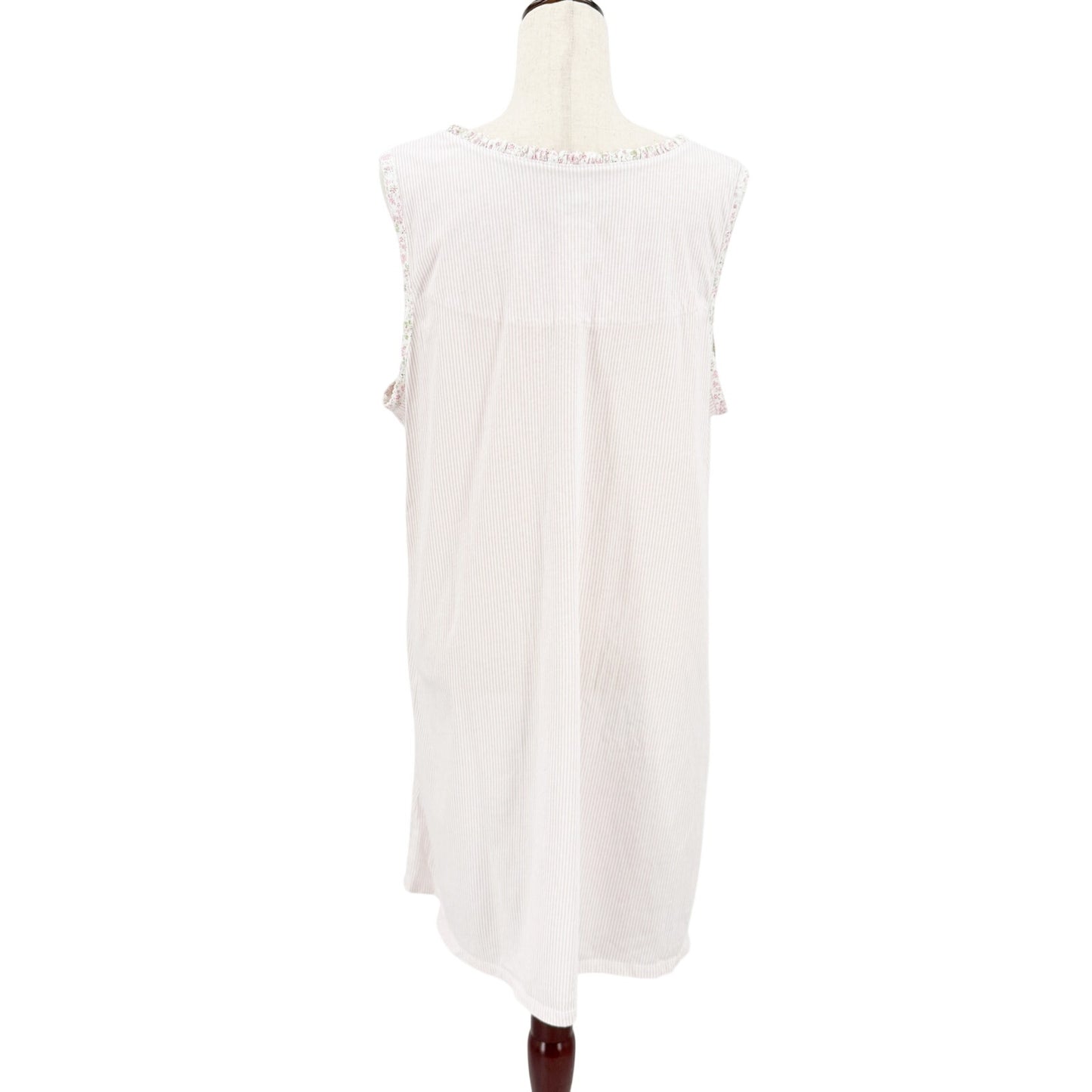 Aria pink & white stripes dainty flowers Night Gown women's XL granny sleepwear