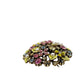 vintage Mode-Art pink yellow blue statement BROOCH rhinestones round jewelry pin